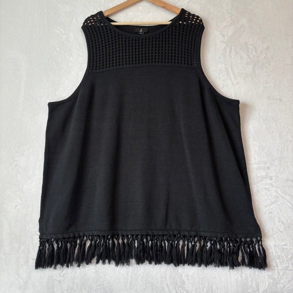 Jason Wu black Sleeveless Sweater Fringe size 4X - Picture 2 of 9